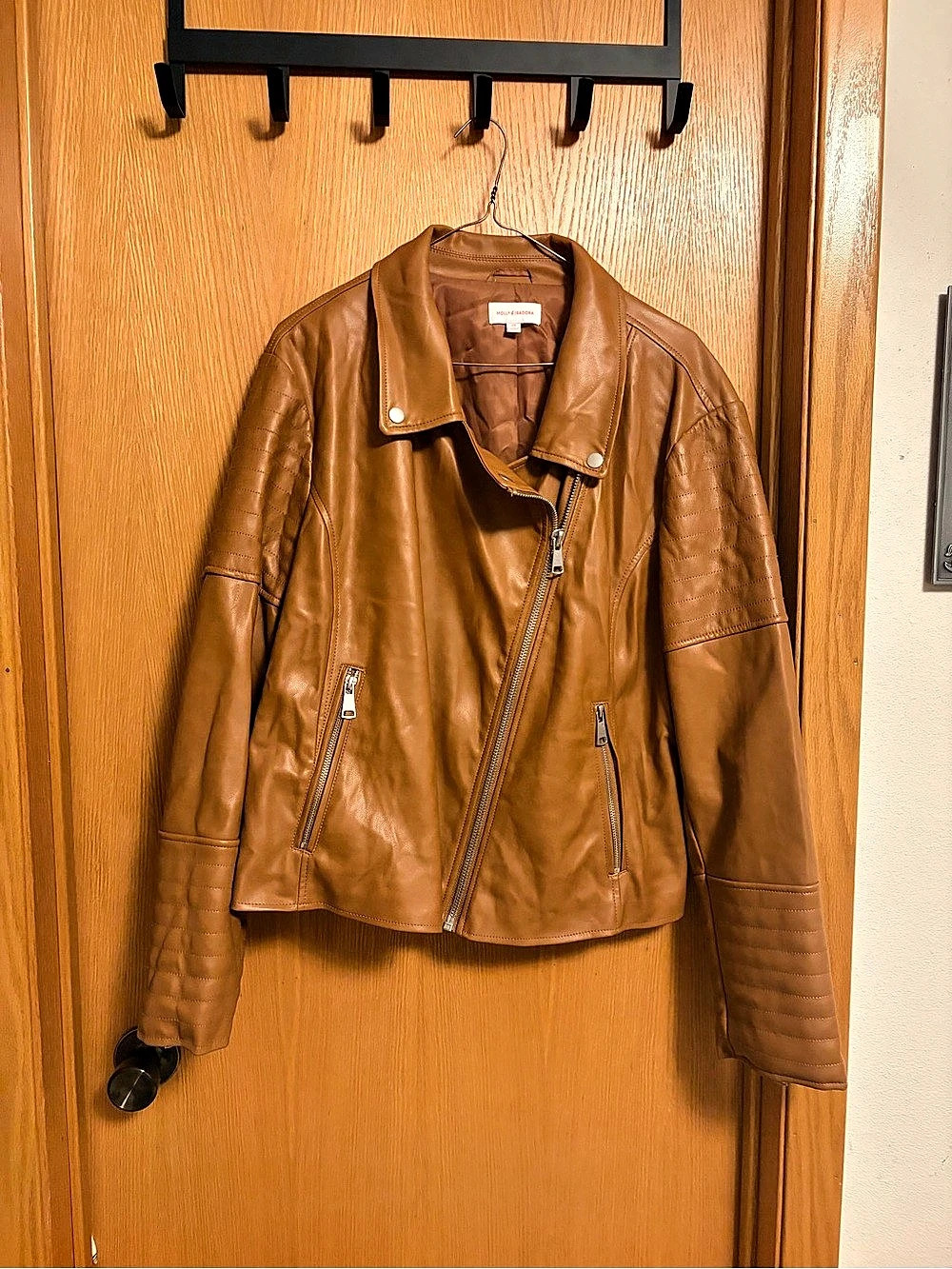 Molly & Isadora Women's Leather Moto Jacket Brown Size 2X Like new!